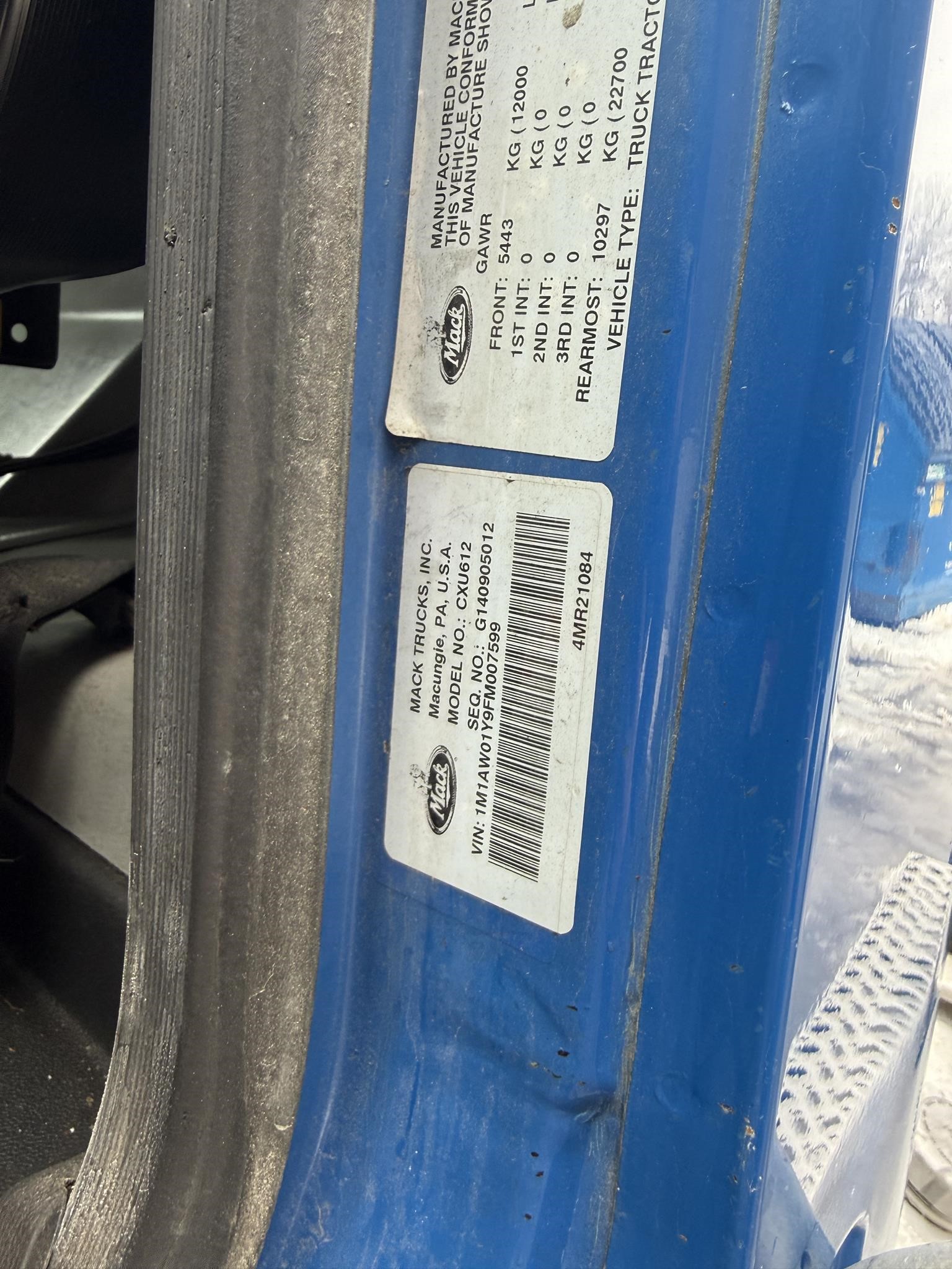 2015 MACK PINNACLE CXU612 2015 MACK PINNACLE CXU612 - image 6 of 6